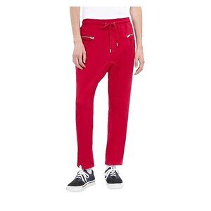 The Kooples Mens Red Drawstring Tracksuit Trousers Size S Cotton & Badge